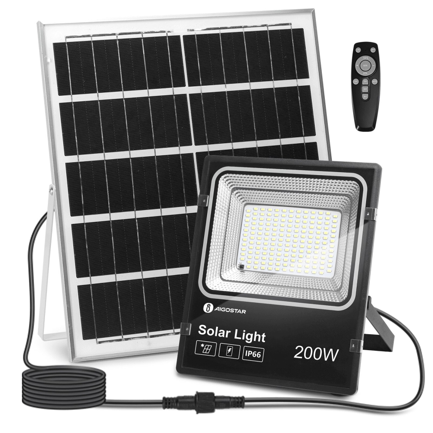 Aigostar - LED Ηλιακός προβολέας Dimmable LED/200W/3,2V IP66 15000 mAh + τηλεχειριστήριο