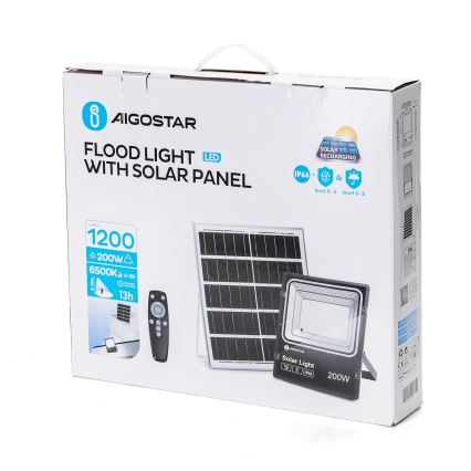 Aigostar - LED Ηλιακός προβολέας Dimmable LED/200W/3,2V IP66 15000 mAh + τηλεχειριστήριο
