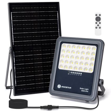 Aigostar - LED Ηλιακός προβολέας Dimmable LED/200W/3,4V IP65 15000 mAh + τηλεχειριστήριο