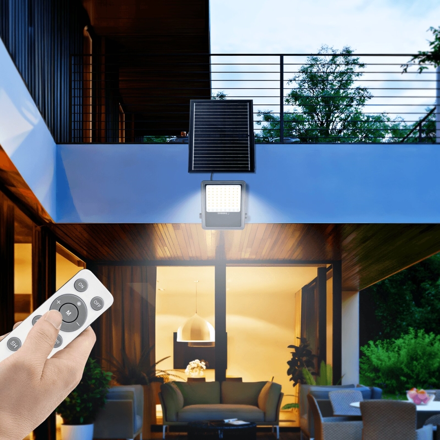Aigostar - LED Ηλιακός προβολέας Dimmable LED/300W/3,4V IP65 + τηλεχειριστήριο