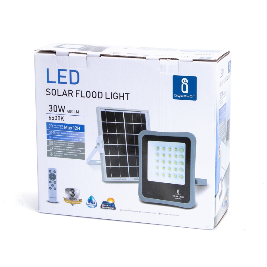 Aigostar - LED Ηλιακός προβολέας Dimmable LED/30W/3,2V 20000 mAh IP67 + RC