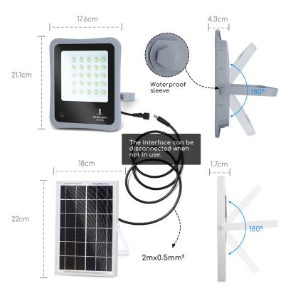 Aigostar - LED Ηλιακός προβολέας Dimmable LED/30W/3,2V 20000 mAh IP67 + RC