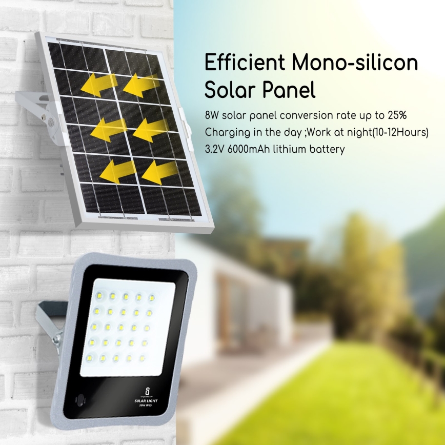 Aigostar - LED Ηλιακός προβολέας Dimmable LED/50W/3,2V IP65 6000 mAh + RC