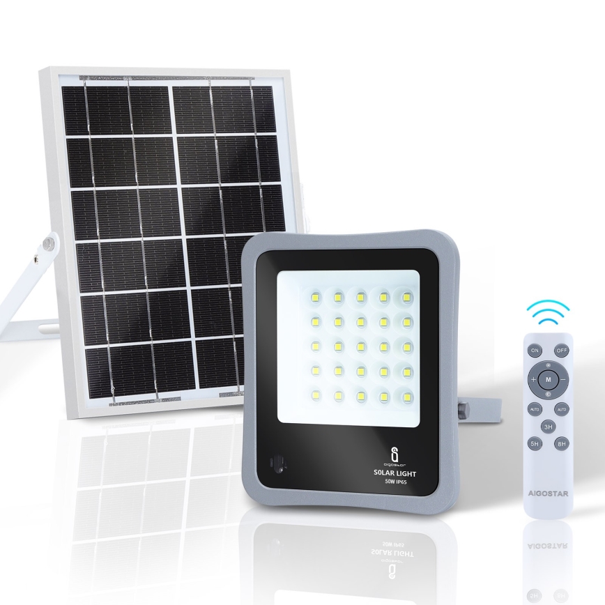 Aigostar - LED Ηλιακός προβολέας Dimmable LED/50W/3,2V IP65 6000 mAh + RC