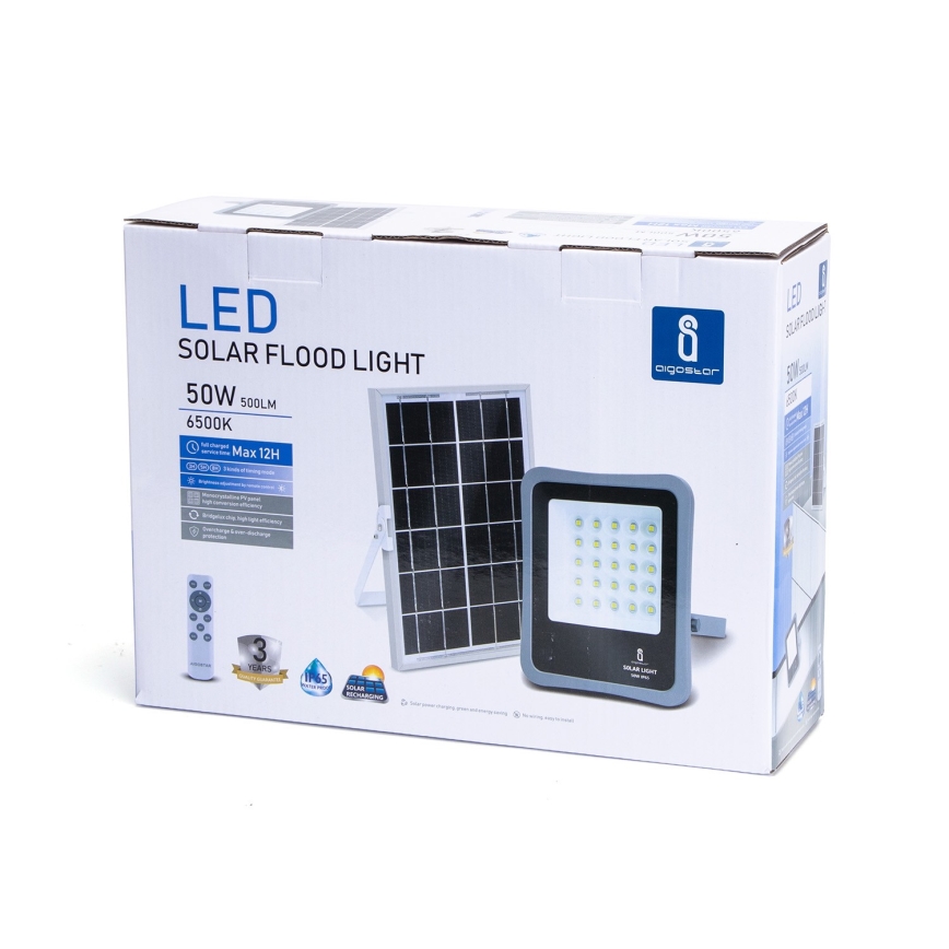 Aigostar - LED Ηλιακός προβολέας Dimmable LED/50W/3,2V IP65 6000 mAh + RC