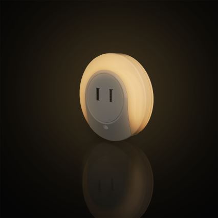 Aigostar - LED νυχτερινό φωτιστικό με αισθητήρα λυκόφωτος για πρίζα με θύρα USB LED/0,4W/230V