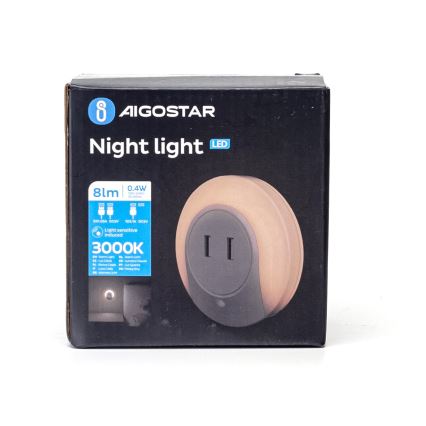 Aigostar - LED νυχτερινό φωτιστικό με αισθητήρα λυκόφωτος για πρίζα με θύρα USB LED/0,4W/230V