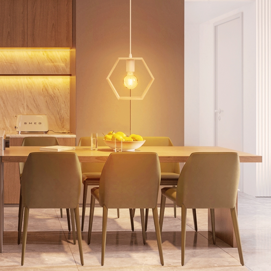 Aigostar - LED ξύλινο κρεμαστό φωτιστικό με καλώδιο 1xE27/9W/230V 2200K από πεύκο