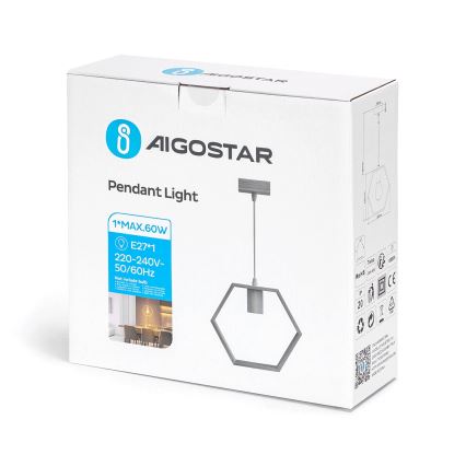 Aigostar - LED ξύλινο κρεμαστό φωτιστικό με καλώδιο 1xE27/9W/230V 2200K από πεύκο