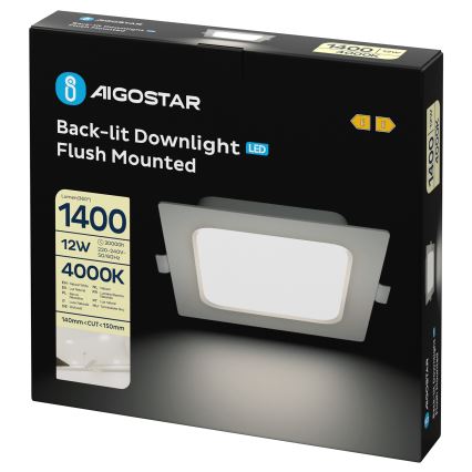 Aigostar - LED οροφής φωτιστικό LED/12W/230V 4000K 17,5x17,5 εκ. λευκό