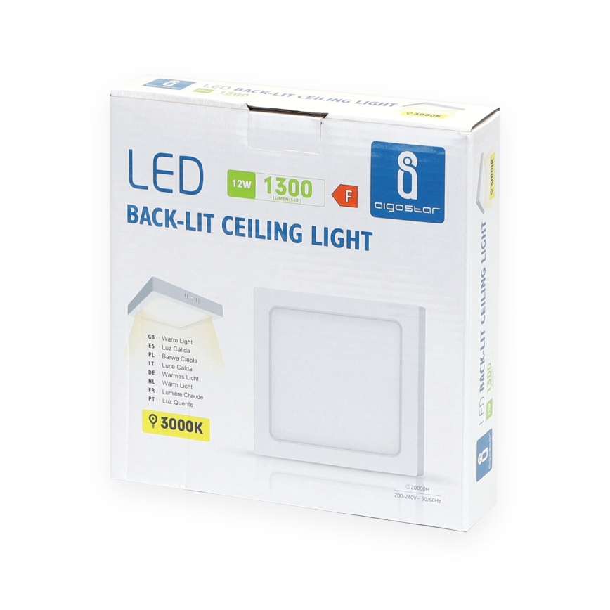 Aigostar - LED Πλαφονιέρα οροφής LED/12W/230V 17,3x17,3 cm 3000K λευκό