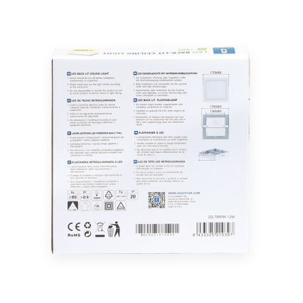 Aigostar - LED Πλαφονιέρα οροφής LED/12W/230V 17,3x17,3 cm 3000K λευκό