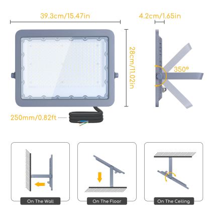 Aigostar - LED Προβολέας LED/200W/230V γκρι 6500K IP65