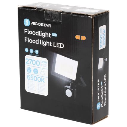Aigostar - LED προβολέας με αισθητήρα κίνησης LED/30W/230V 6500K IP65