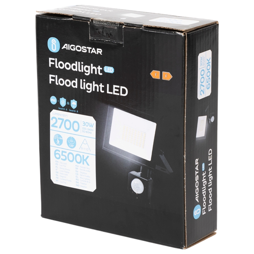 Aigostar - LED προβολέας με αισθητήρα κίνησης LED/30W/230V 6500K IP65