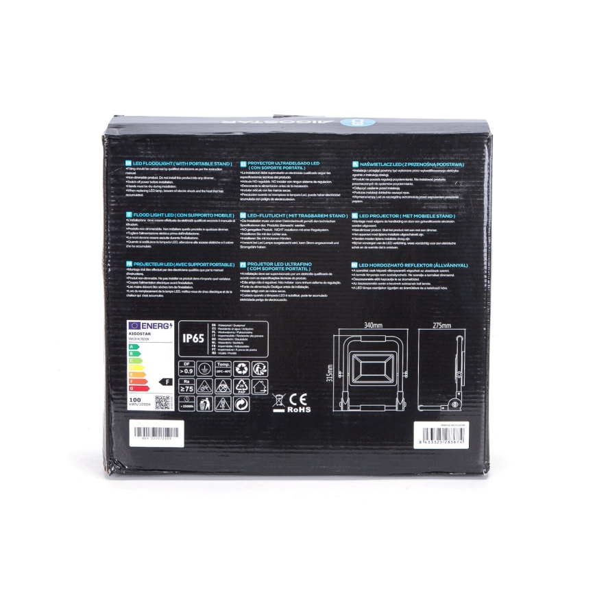 Aigostar - LED Προβολέας με βάση LED/100W/230V 6500K IP65