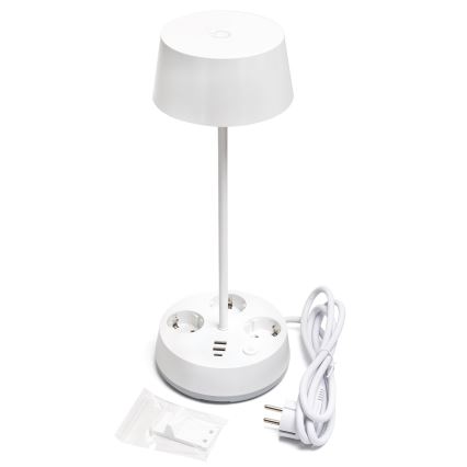 Aigostar - Ρυθμιζόμενο LED επιτραπέζιο φωτιστικό με ενσωματωμένες πρίζες και θύρα USB LED/4,6W/230V 3000/4000/6500K λευκό