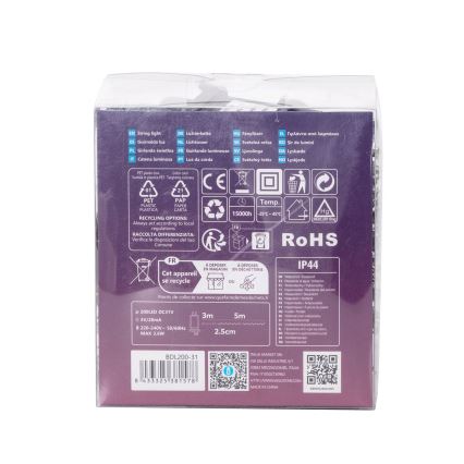 Aigostar - LED υπαίθρια χριστουγεννιάτικη γιρλάντα 200xLED/8 λειτουργιών 8m IP44 ψυχρό λευκό