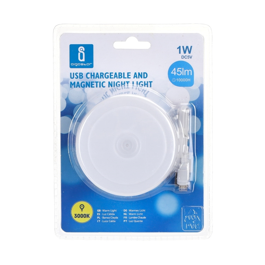 Aigostar - LED Φορητό φωτιστικό ασφαλείας LED/1W/5V 3000K + USB