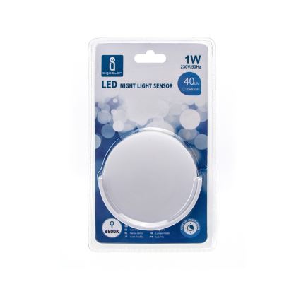 Aigostar - LED Φωτάκι νυκτός με αισθητήρα σούρουπου LED/1W/230V 6500K στρογγυλό