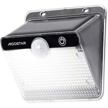 Aigostar - LED Φωτιστικό Ηλιακής Ενέργειας με αισθητήρα LED/3,7V 6500K 1200 mAh IP65 μαύρο