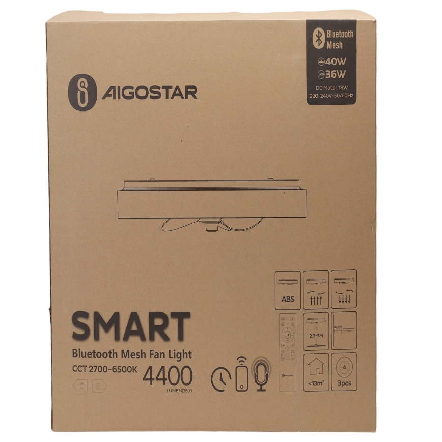 Aigostar - LED Φωτιστικό οροφής dimmable με ανεμιστήρα MESH LED/40W/230V 2700-6500K μαύρο + τηλεχειριστήριο