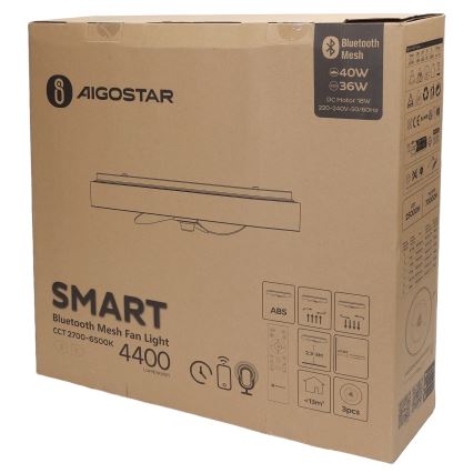 Aigostar - LED Φωτιστικό οροφής dimmable με ανεμιστήρα MESH LED/40W/230V 2700-6500K μαύρο + τηλεχειριστήριο