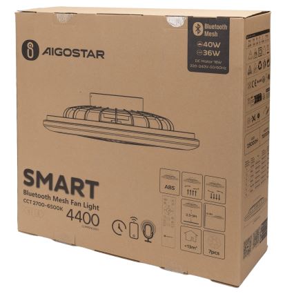 Aigostar - LED Φωτιστικό οροφής dimmable με ανεμιστήρα MESH LED/40W/230V 2700-6500K λευκό + τηλεχειριστήριο