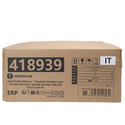 Aigostar - LED Φωτιστικό οροφής dimmable με ανεμιστήρα MESH LED/50W/230V 2700-6500K μαύρο + τηλεχειριστήριο
