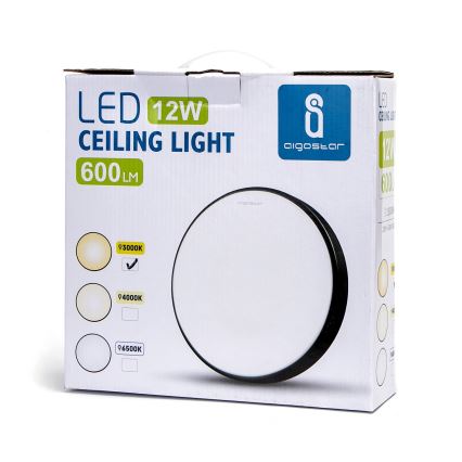 Aigostar - LED Φωτιστικό οροφής LED/12W/230V 3000K δ. 23 cm μαύρο