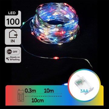 Aigostar - LED Χριστουγεννιάτικα φωτάκια 100xLED/3xAA 10,3m πολύχρωμα