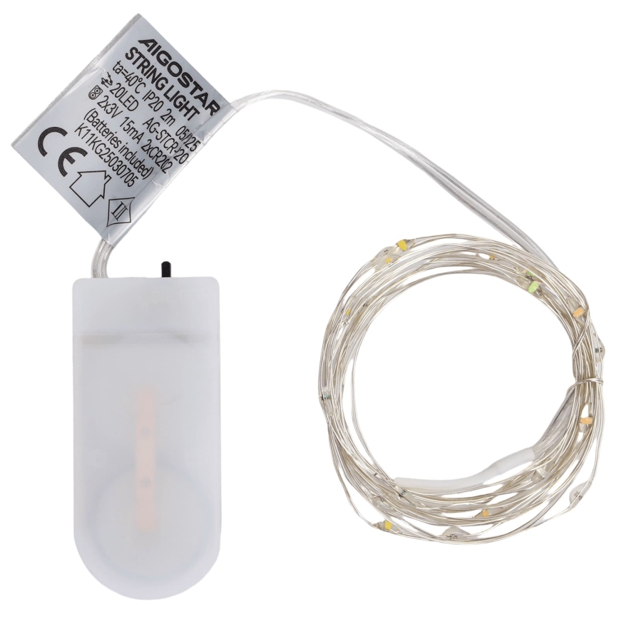 Aigostar - LED Χριστουγεννιάτικα φωτάκια 20xLED/2xCR2032 2m πολύχρωμα
