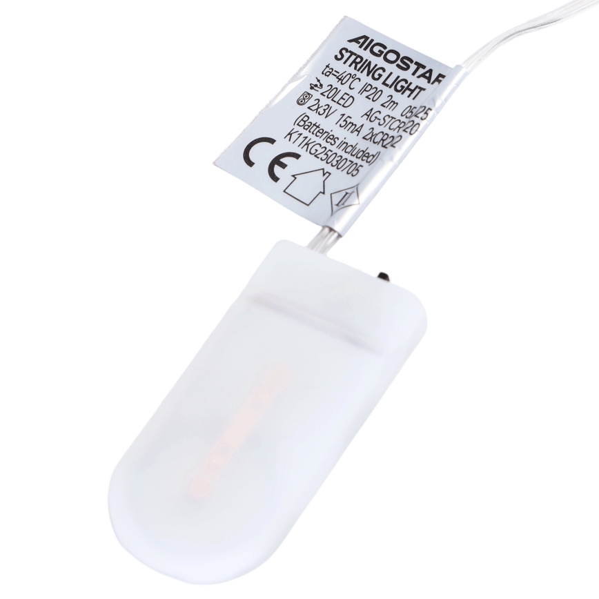 Aigostar - LED Χριστουγεννιάτικα φωτάκια 20xLED/2xCR2032 2m πολύχρωμα