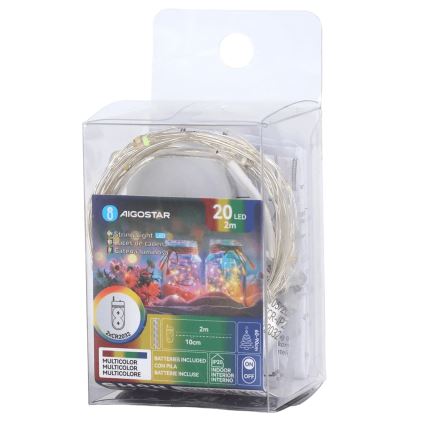 Aigostar - LED Χριστουγεννιάτικα φωτάκια 20xLED/2xCR2032 2m πολύχρωμα