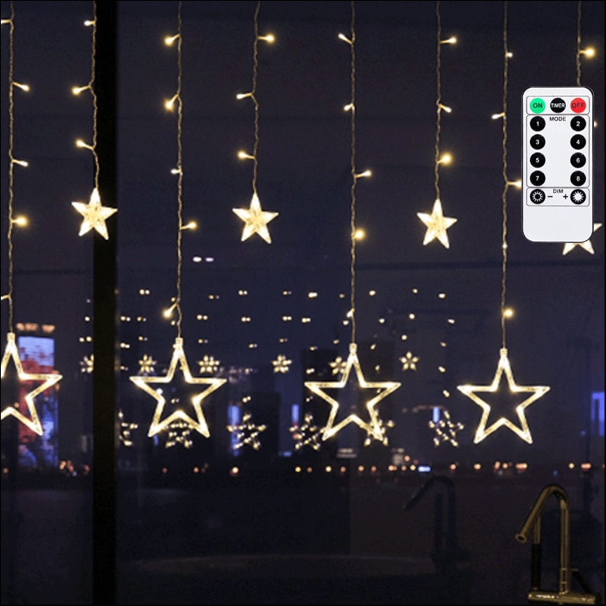 Aigostar - LED εξωτερική  γιρλάντα 120xLED/8 λειτουργίες 3x0,6 m IP44 θερμό λευκό + τηλεχειριστήριο