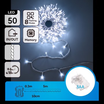 Aigostar - LED χριστουγεννιάτικα φωτάκια εξωτερικού χώρου 150xLED/8 λειτουργίες 3xAA 5,3m IP44 μπλε