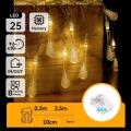 Aigostar - LED χριστουγεννιάτικα φωτάκια εξωτερικού χώρου 25xLED/8 λειτουργίες 3xAA 2,5 m IP44 ζεστό λευκό σταγόνες
