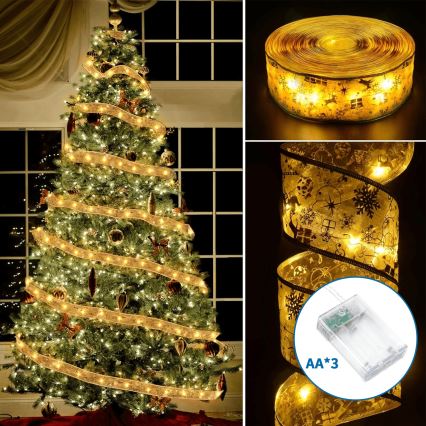 Aigostar - LED χριστουγεννιάτικη γιρλάντα 100xLED/3xAA, 10 m, θερμό λευκό, χρυσό