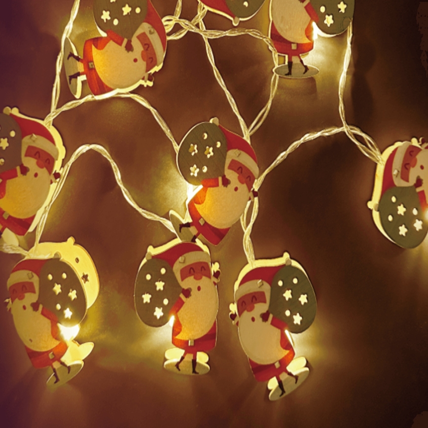 Aigostar - LED Χριστουγεννιάτικη γιρλάντα 10xLED/3xAA 1,5m θερμό λευκό Άγιος Βασίλης