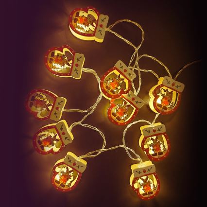 Aigostar - LED χριστουγεννιάτικη γιρλάντα 10xLED/3xAA 1,5m θερμό λευκό γάντι