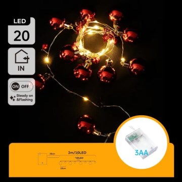 Aigostar - LED Χριστουγεννιάτικη γιρλάντα 20xLED/3xAA 2m σε θερμό λευκό