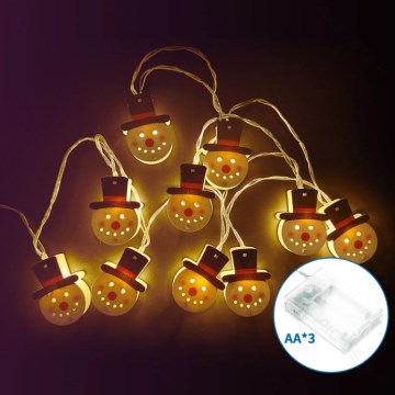 Aigostar - LED Χριστουγεννιάτικη γιρλάντα 20xLED/3xAA 3m θερμό λευκό χιονάνθρωπος