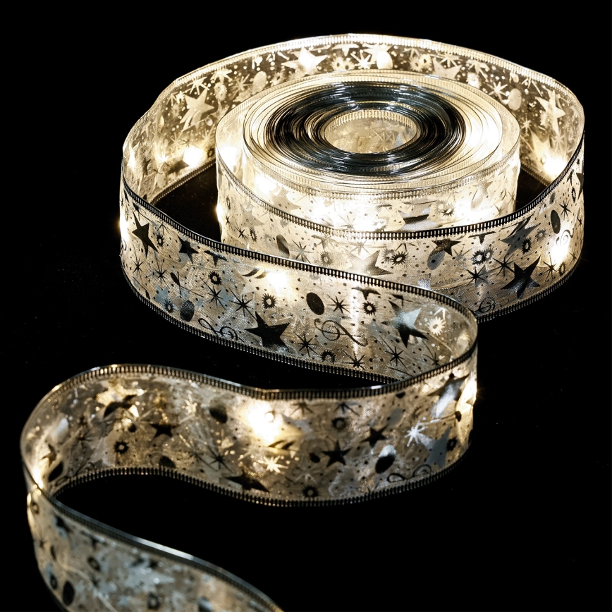 Aigostar - Χριστουγεννιάτικη γιρλάντα LED 50xLED/3xAA 5 m θερμό λευκό ασημί