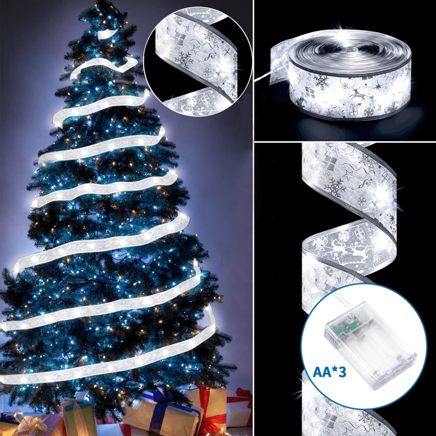 Aigostar - LED Χριστουγεννιάτικη γιρλάντα 50xLED/3xAA 5 m θερμό λευκό ασημί