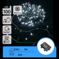 Aigostar - LED χριστουγεννιάτικη γιρλάντα εξωτερικού χώρου 100xLED/8 λειτουργίες 3xAA 5,3 m IP44 ψυχρό λευκό
