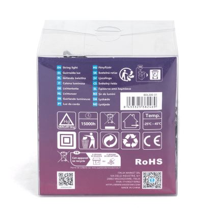 Aigostar - LED χριστουγεννιάτικη γιρλάντα εξωτερικού χώρου 200xLED/8 λειτουργίες 13m IP44 θερμό λευκό