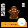 Aigostar - LED χριστουγεννιάτικη διακόσμηση 131 LED/3xAA IP44 με τηλεχειριστήριο, στολίδι σε σχήμα μπισκότου τζίντζερ 27 εκ.