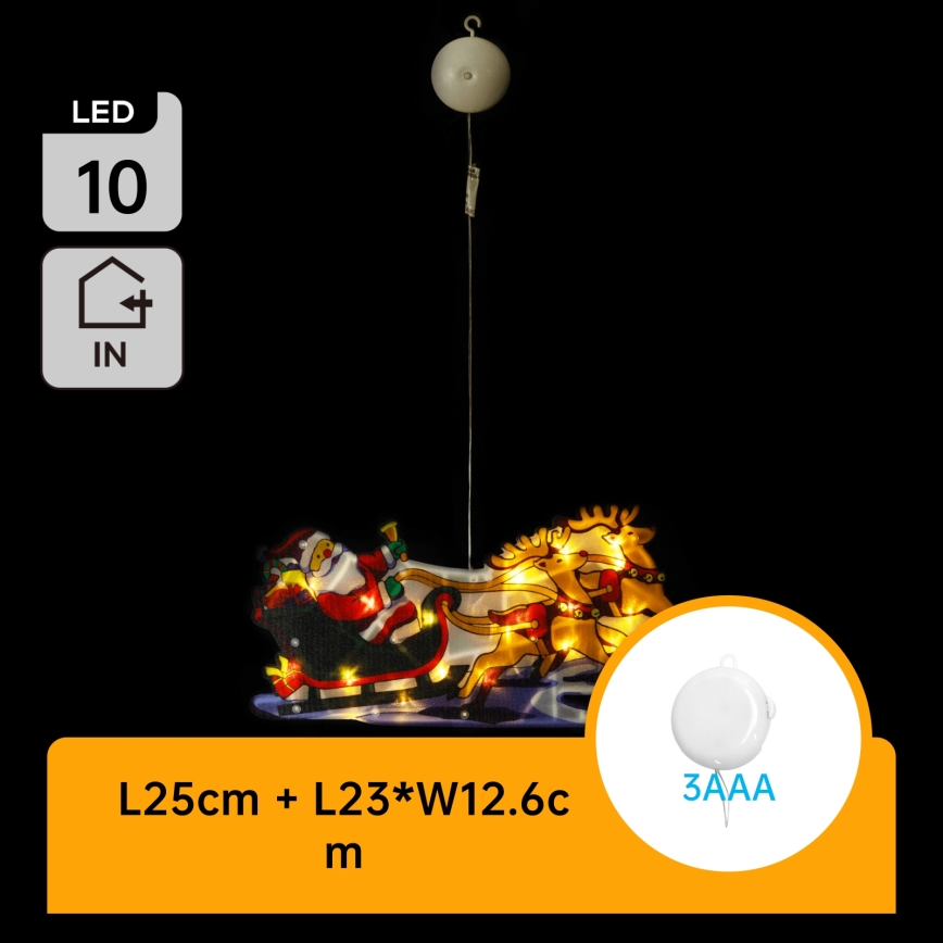 Aigostar - LED Χριστουγεννιάτικη διακόσμηση LED/3xAAA Άγιος Βασίλης με τάρανδους 13,4 εκ.