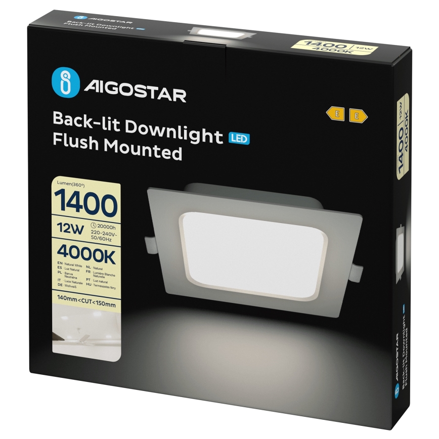 Aigostar - LED χωνευτό φωτιστικό LED/12W/230V 4000K 17,5x17,5 cm λευκό