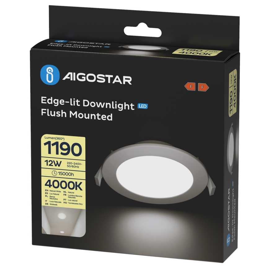 Aigostar - LED χωνευτό φωτιστικό οροφής LED/12W/230V 4000K διάμ. 17 cm λευκό